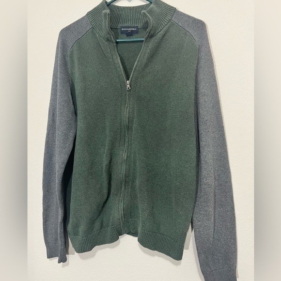 BANANA Republic Zip Up Jacket Men’s Large Green and Gray - Picture 1 of 6